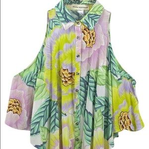 Mara Hoffman cold shoulder floral blouse m
